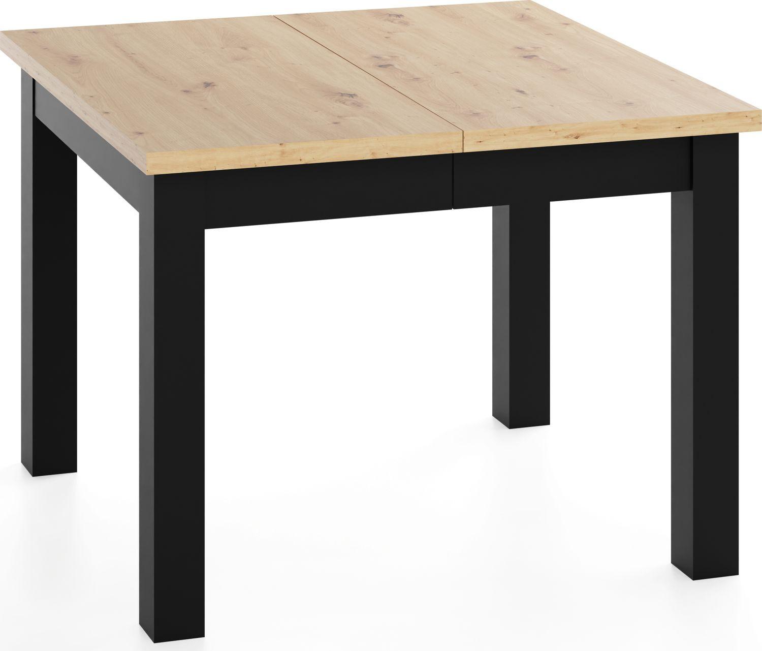 ESSTISCH Toren ausziehbar verlängerbar quadratisch, Eiche Artisan Hellbraun 80-280/80/76.5 cm - Schwarz/Eiche Artisan, Holz/Holzwerkstoff (80/280/76.5cm) - WFL GROUP