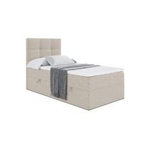 BOXBETT mit Matratze H3 und Lattenrost - MARCE - 90x200 - Links Beige - Beige, Holzwerkstoff (90/200cm) - ALTDECOR