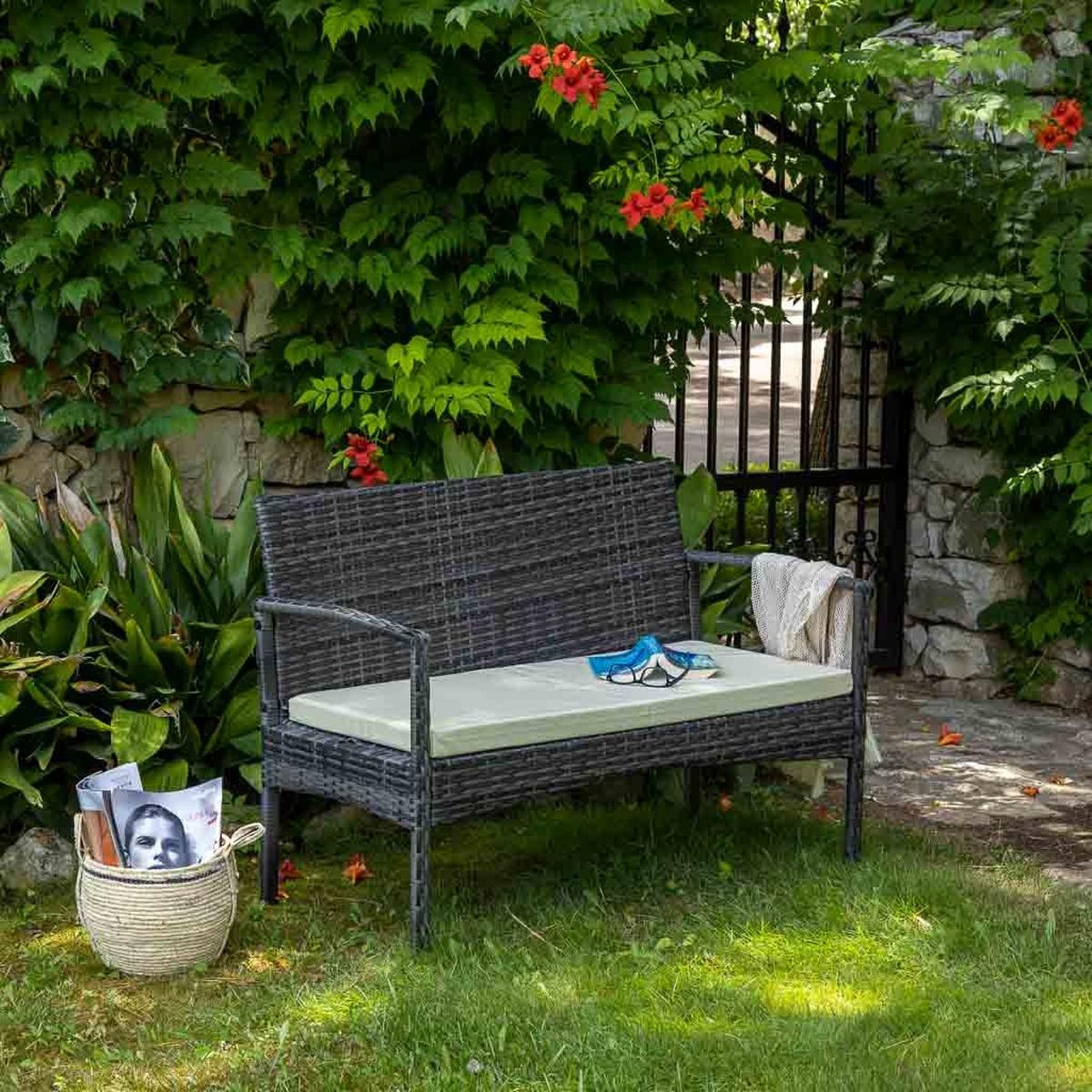 BANK, grau, 110x55x85cm - Grau, Naturmaterialien (110/85/55cm) - Wanderlust