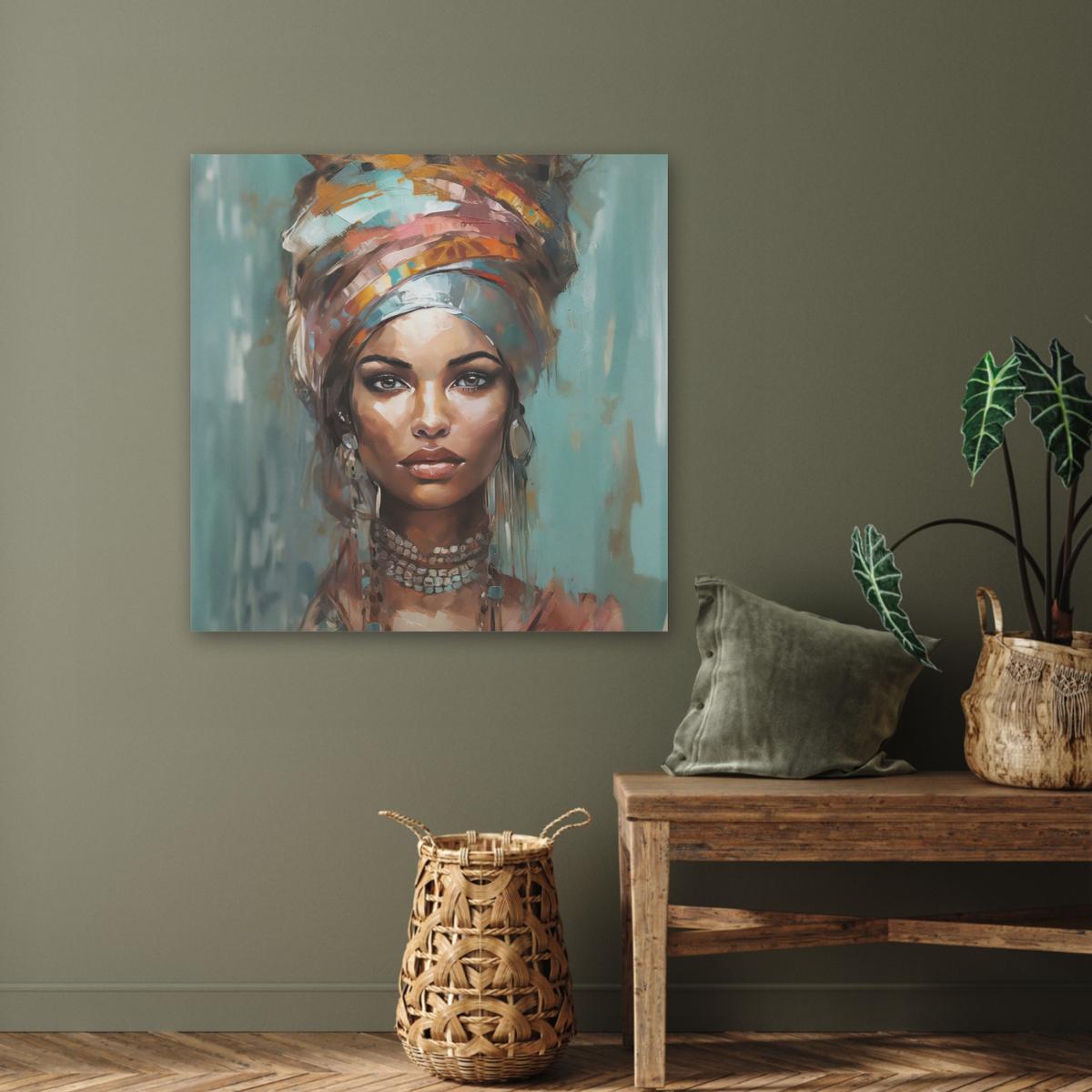 AKUSTIKBILD Frau - Kunst - Schmuck - Porträt Akustikpaneele 80x80 cm - Blaugrau, Kunststoff (80/80/0.9cm) - MuchoWow
