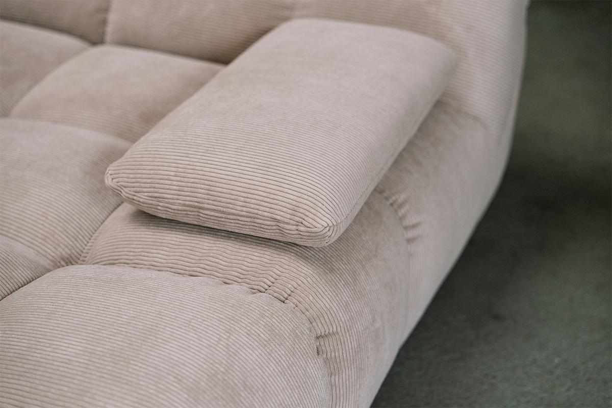 BIG SOFA VIVIEN Beige Cord - Beige/Schwarz, Kunststoff/Textil (296/85/178cm) - KAWOLA