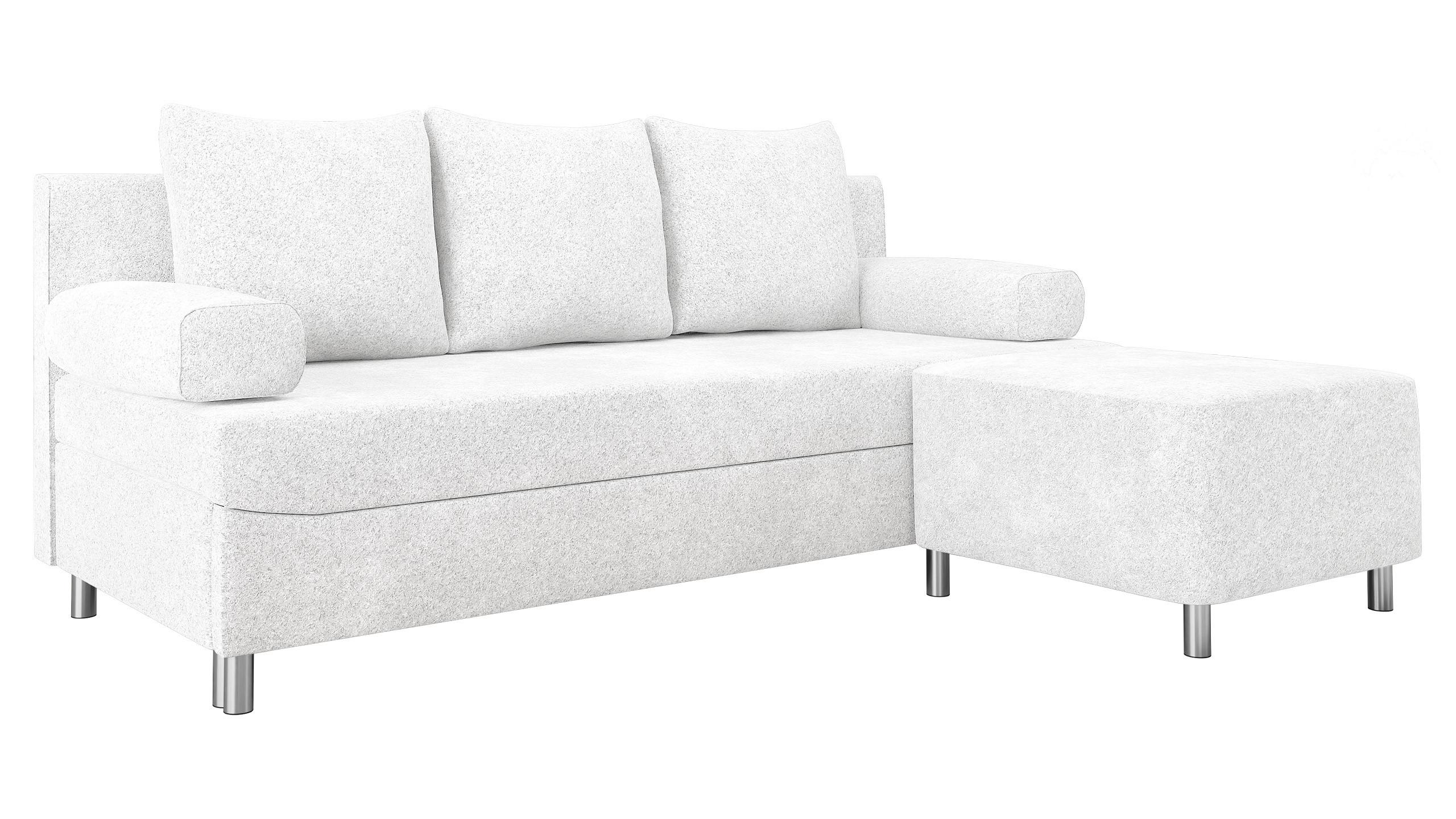 SCHLAFSOFA Dover mit Polsterhocker - Chromfarben/Creme, Holz/Kunststoff (192/86/80cm) - MIRJAN24