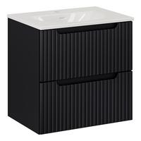 BADMÖBEL-SET Nova 2 Teile Schwarz Matt - 60 x 40 x 58 cm - Schwarz, Holz (60/58/40cm) - Badplaats