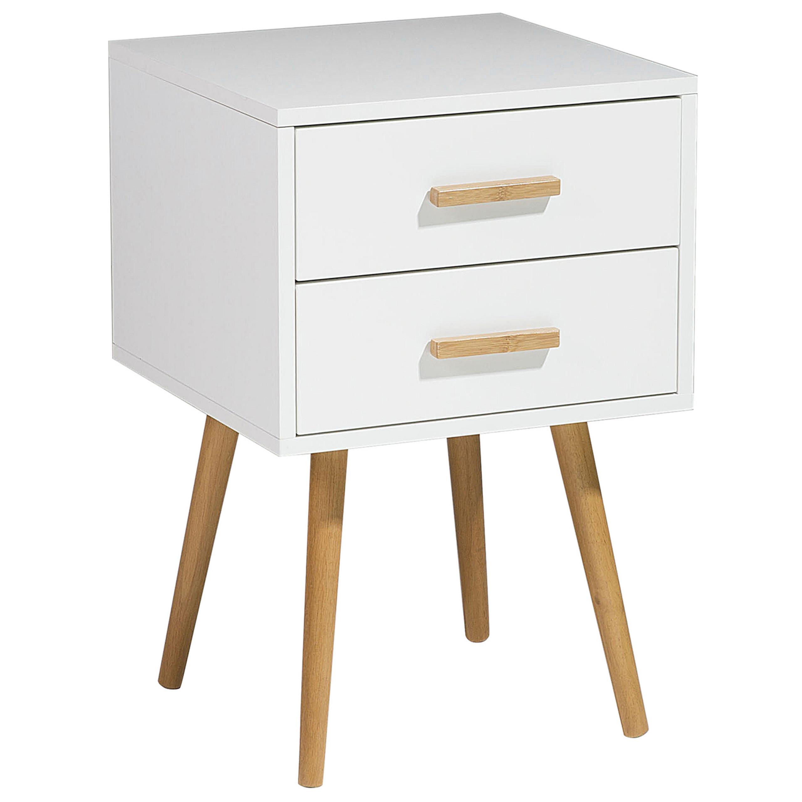 NACHTTISCH weiß 2 Schubladen Alabama - Hellbraun/Weiß, Holzwerkstoff (40/61/40cm) - Beliani