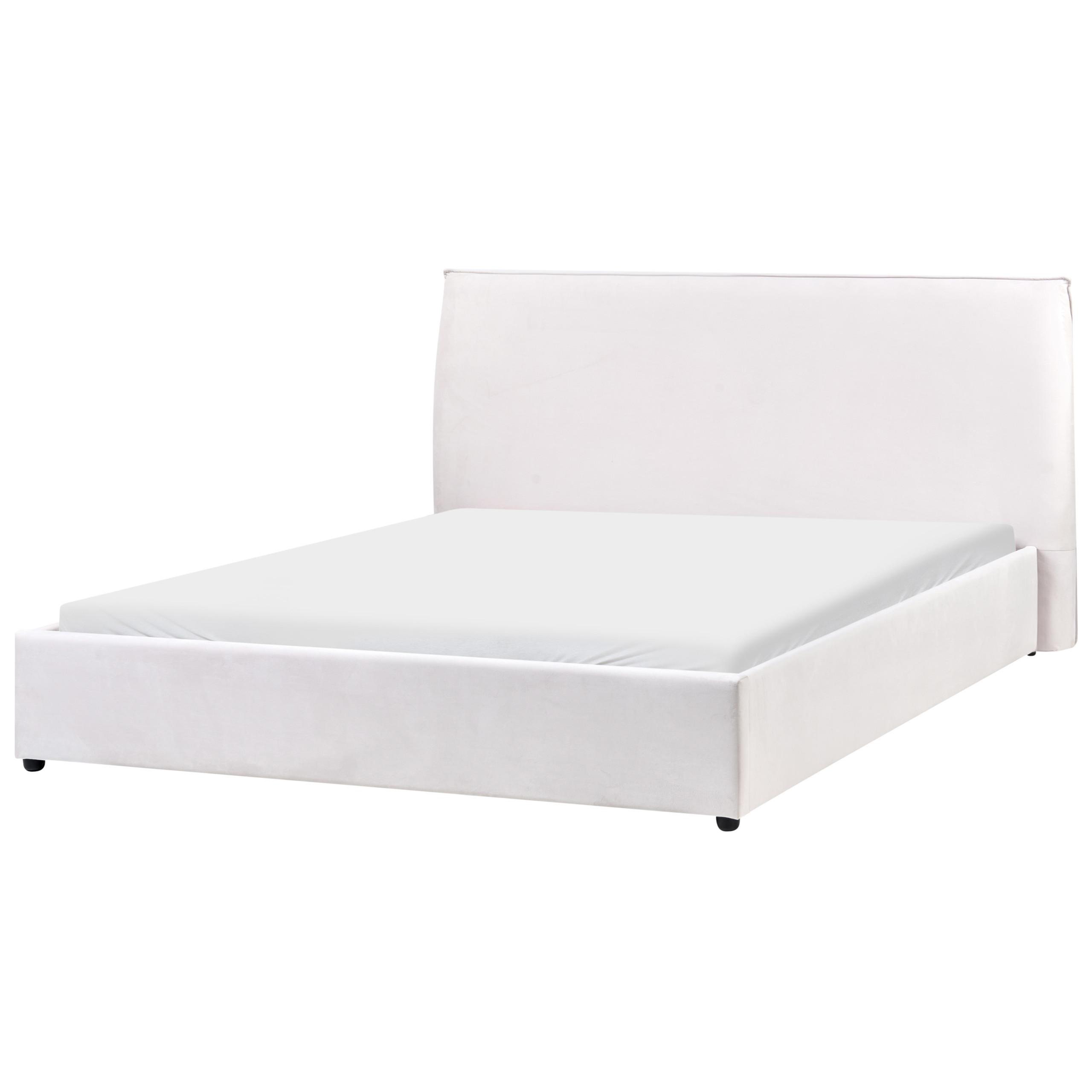 BETT mit Lattenrost 160/200 cm Samtstoff Cremeweiß Lavaur - Creme, Textil (160/200cm) - Beliani