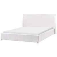 BETT mit Lattenrost 160/200 cm Samtstoff Cremeweiß Lavaur - Creme, Textil (160/200cm) - Beliani