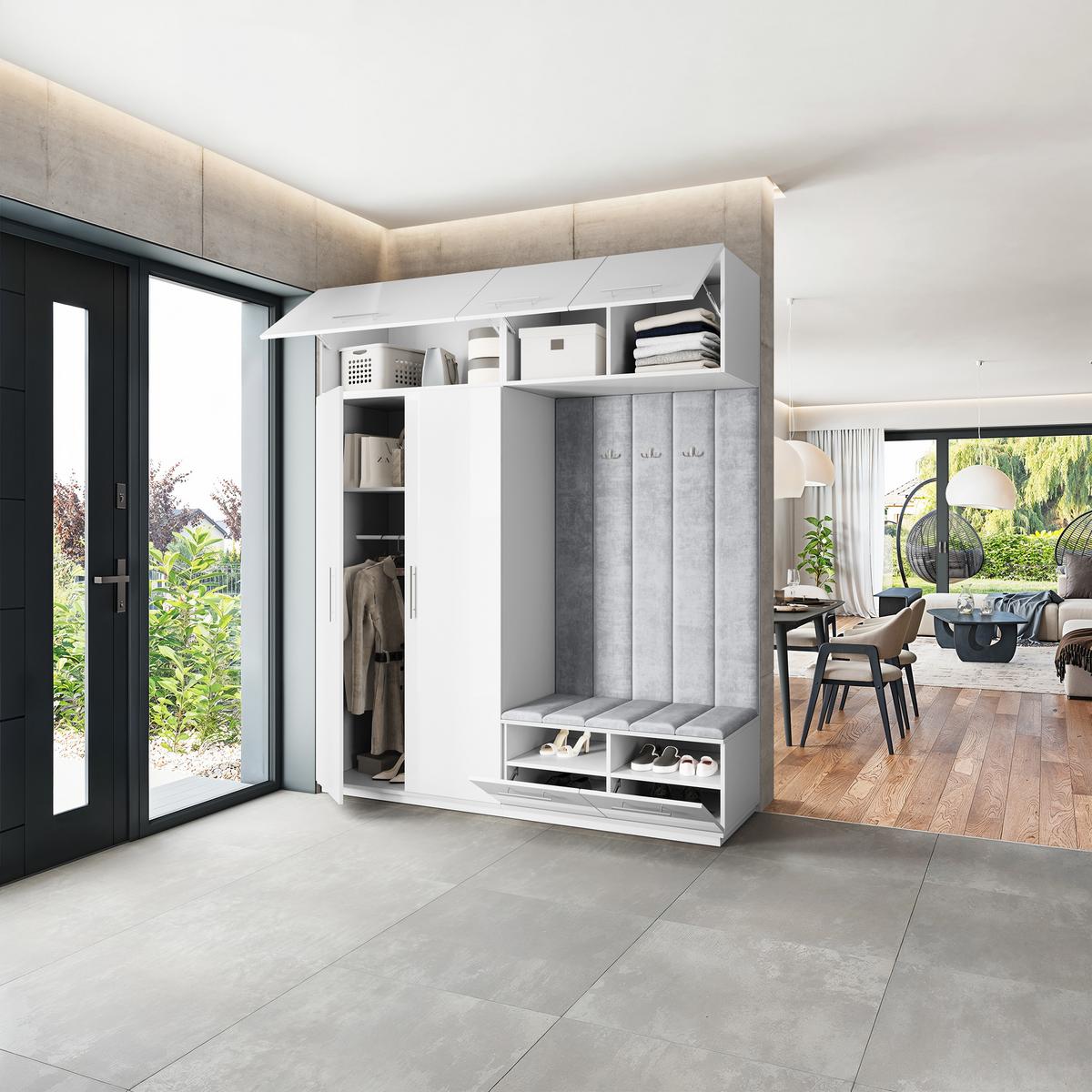 GARDEROBENSCHRANK REMA 200/240/60 cm Modern Weiß - Hellgrau/Weiß, Holzwerkstoff (200/240/60cm) - MASSENO