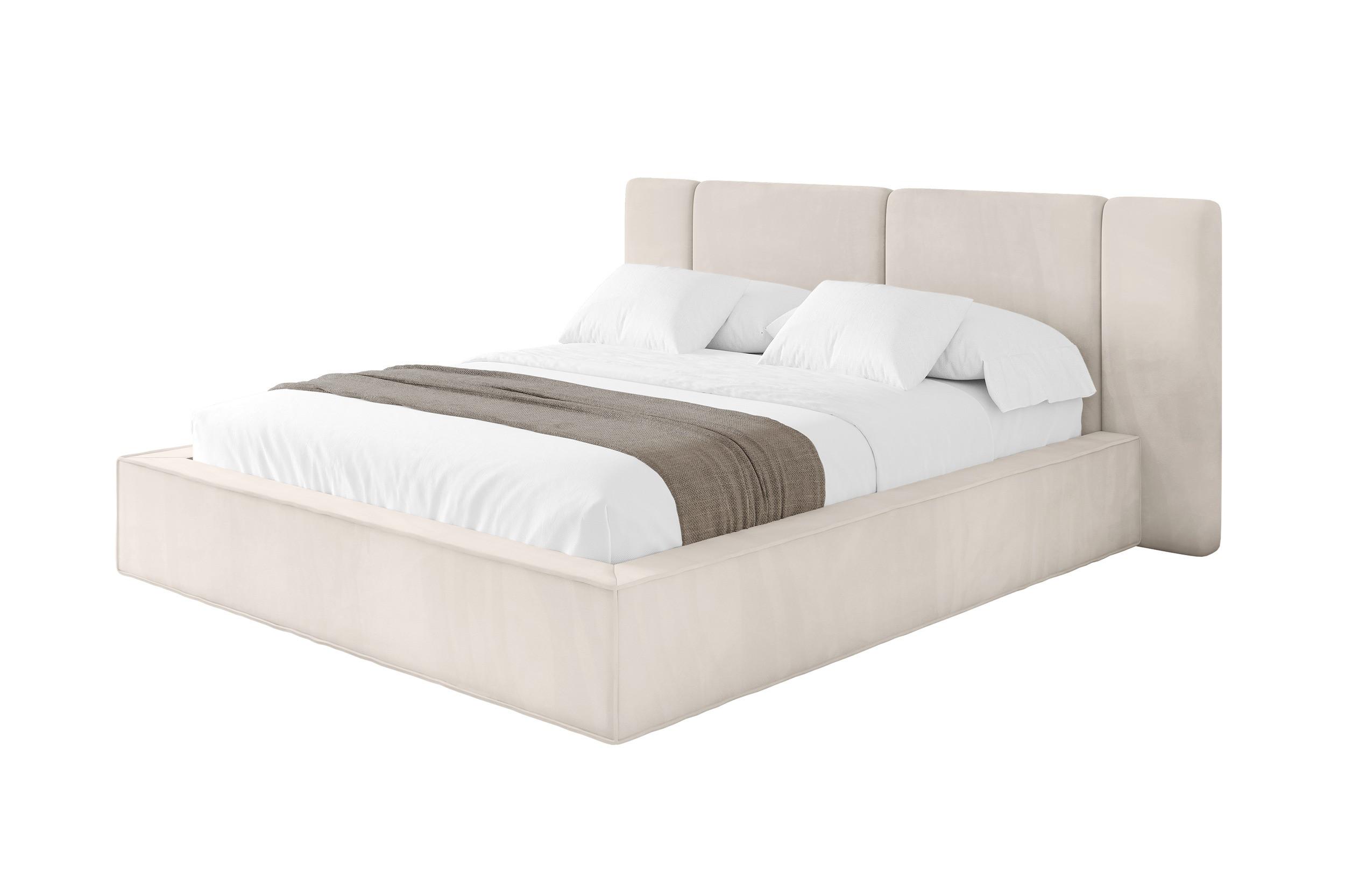 POLSTERBETT mit Bettkasten und Lattenrost, Bett mit Matratze H3/H4 - RIVO 140x200 Beige - Ecru, Holzwerkstoff/Textil (140/200cm) - ALTDECOR