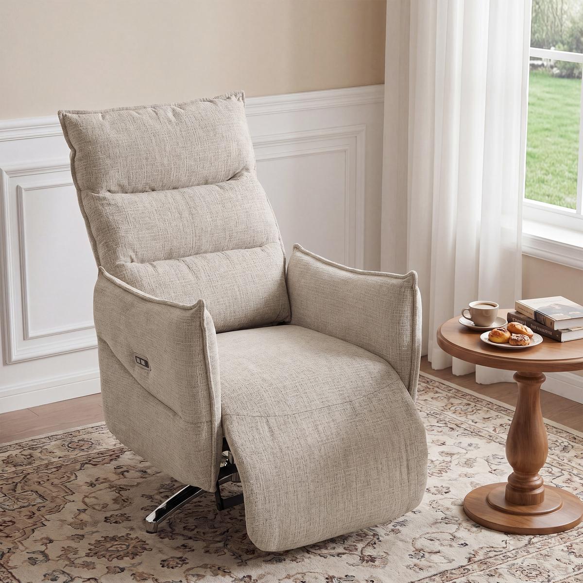 RELAXSESSEL Polyester Beige - Beige/Schwarz, Holzwerkstoff/Textil (76/111/88cm) - HOMCOM