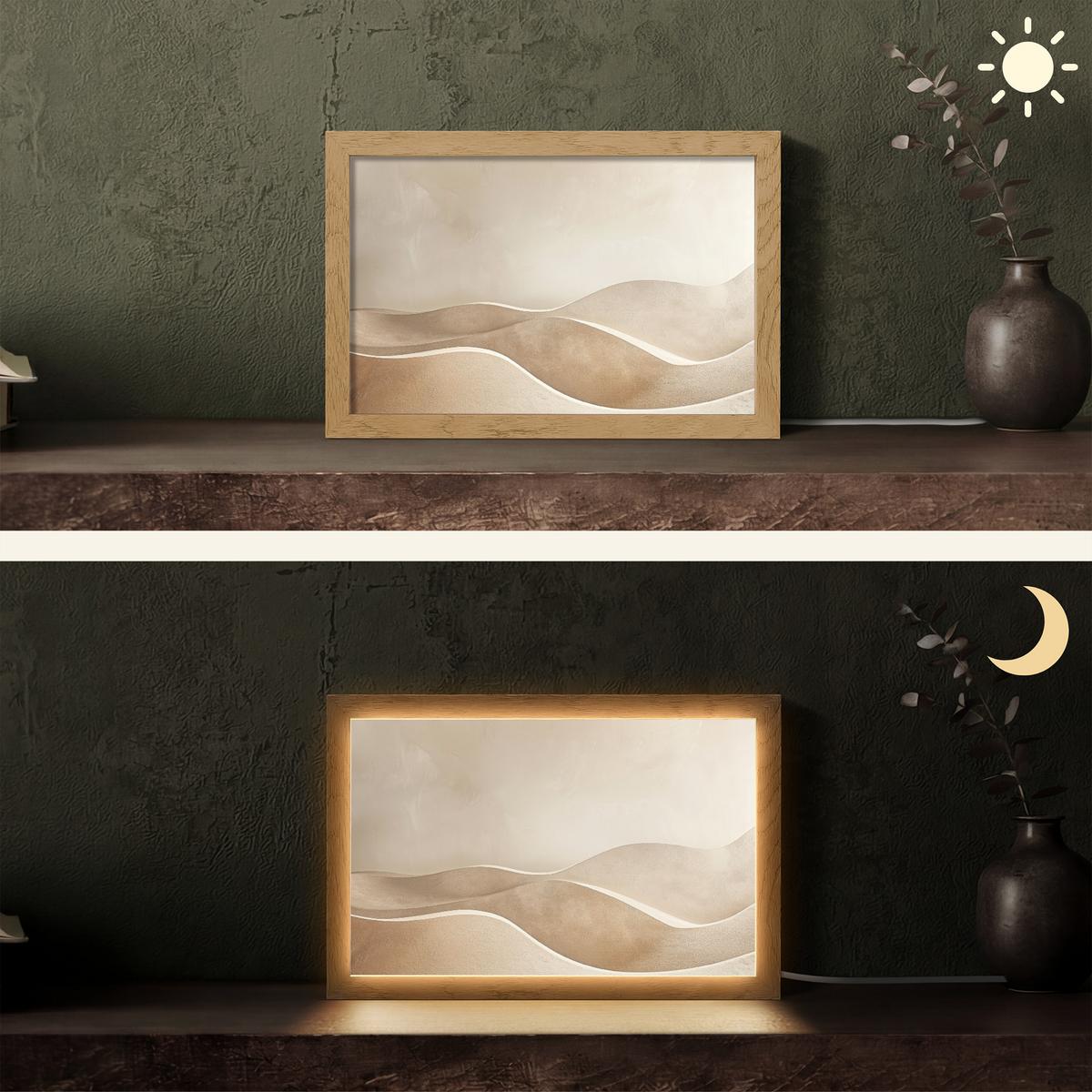 TISCHLEUCHTE Beige - Natur - Abstrakt - Modern 30x20 cm - Champagner, Holzwerkstoff (8/30/20cm) - OnlyWow
