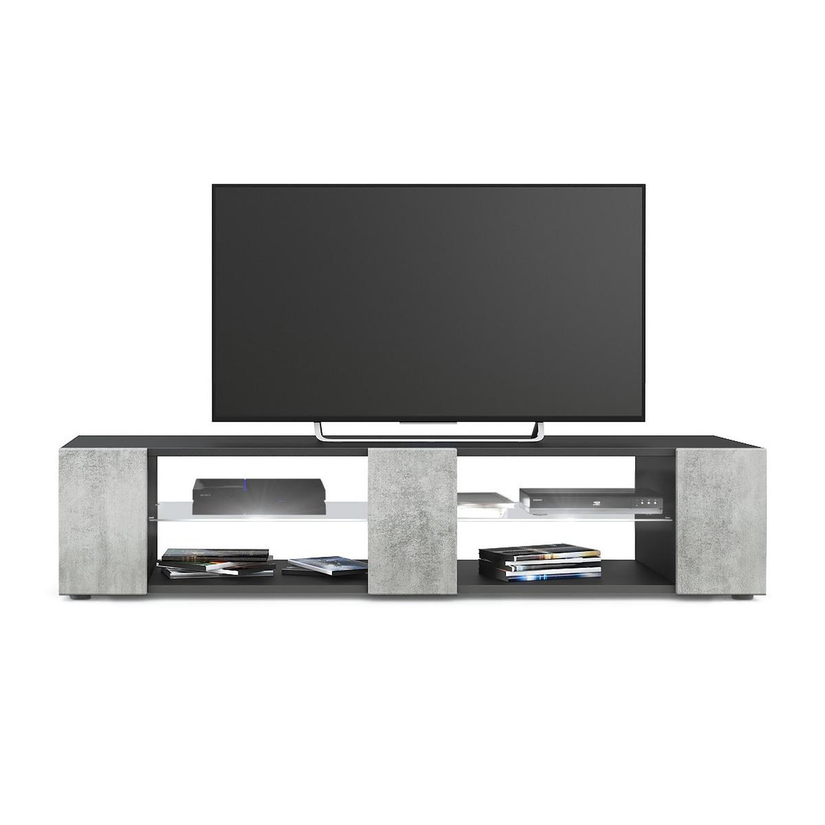 LOWBOARD Movie Fronten in Beton Oxid Optik - Hellgrau, Holzwerkstoff (134/29/39cm) - Vladon