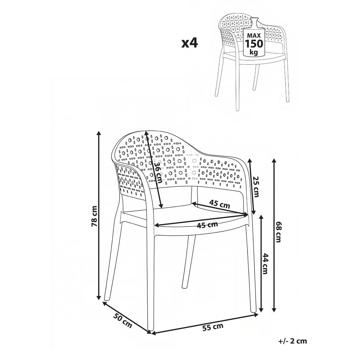 STUHL 4er-Set Braun Narino - Braun, Kunststoff (55/78/50cm) - Beliani