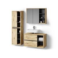 BADMÖBEL-SET Vomano Artisan-Eiche 3 Teile - Eiche Artisan, Holzwerkstoff (100/60/45cm) - Livinity®