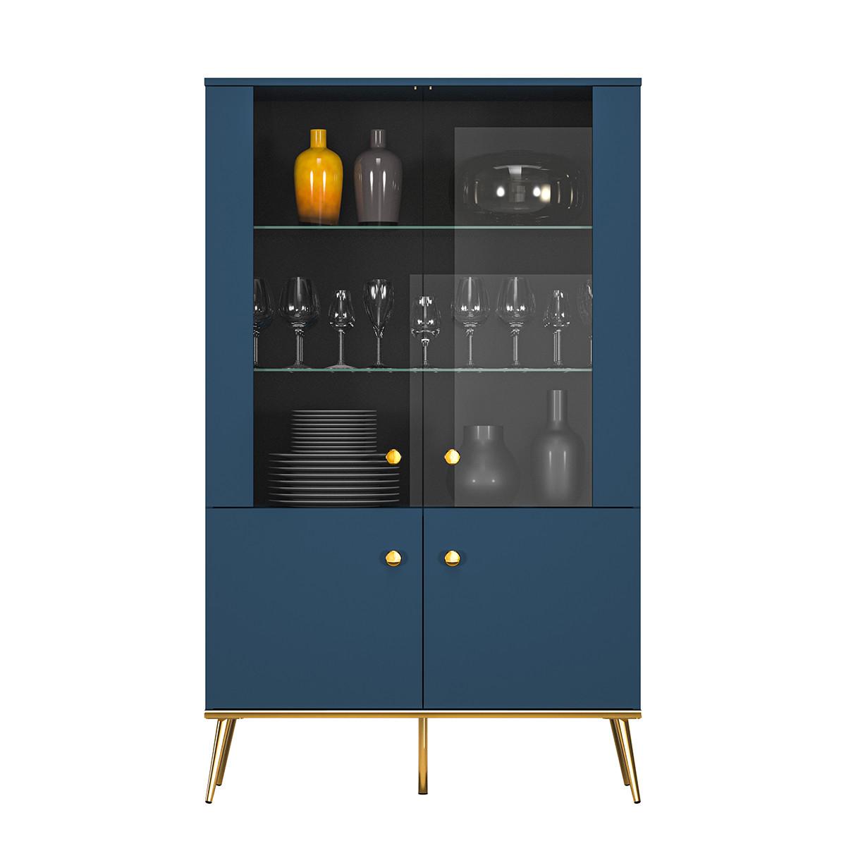 GESCHIRRSCHRANK Thalia Blau - Blau, Holzwerkstoff (92/152/40cm) - Petits-meubles