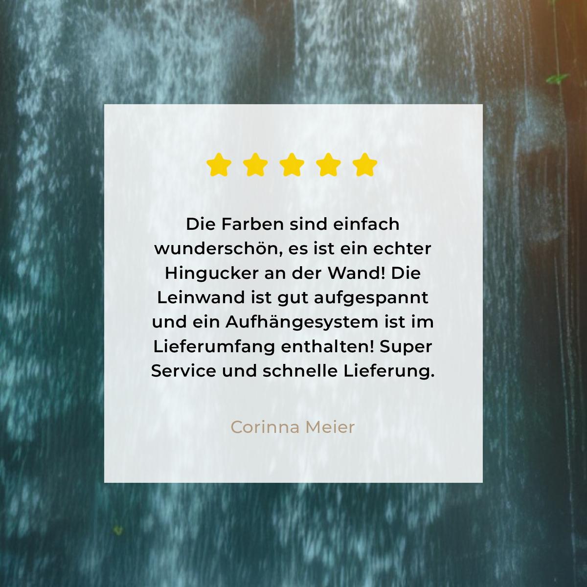 LEINWANDBILD Wasserfall - Dschungel - Sonne - Grün - Natur Wanddeko Schlafzimmer 60x90 cm - Grün, Textil (60/90cm) - MuchoWow