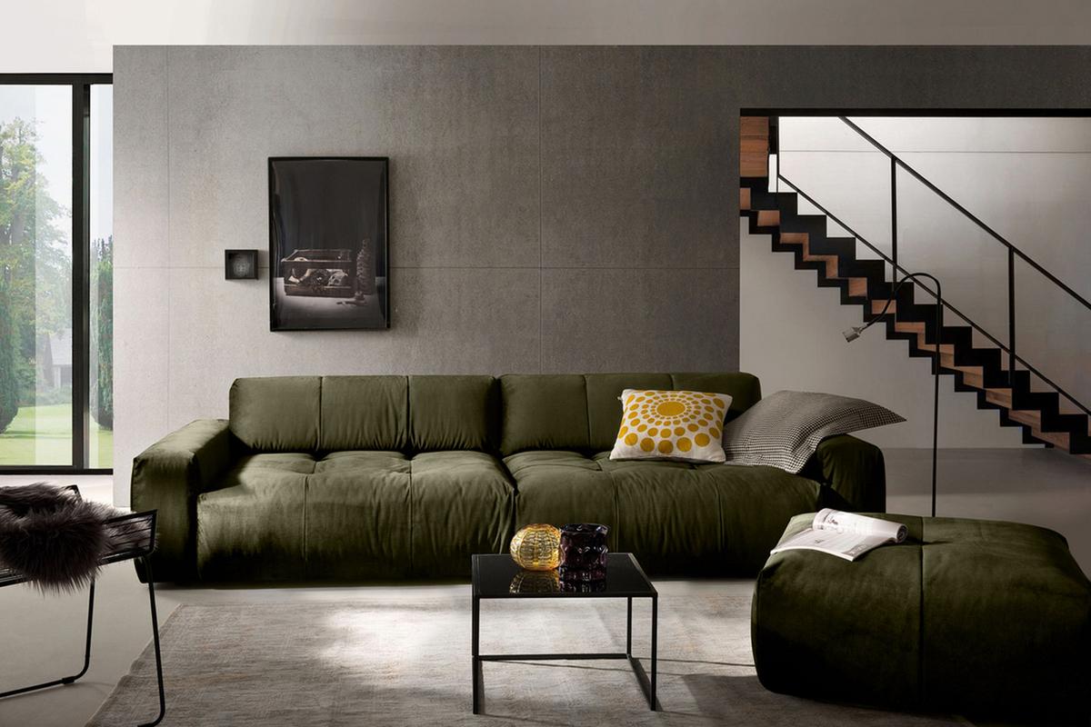 SOFA MIT SITZTIEFENVERSTELLUNG PALACE Dunkelgrün Webstoff Relaxfunktion - Dunkelgrün, Textil (298/74/120cm) - KAWOLA