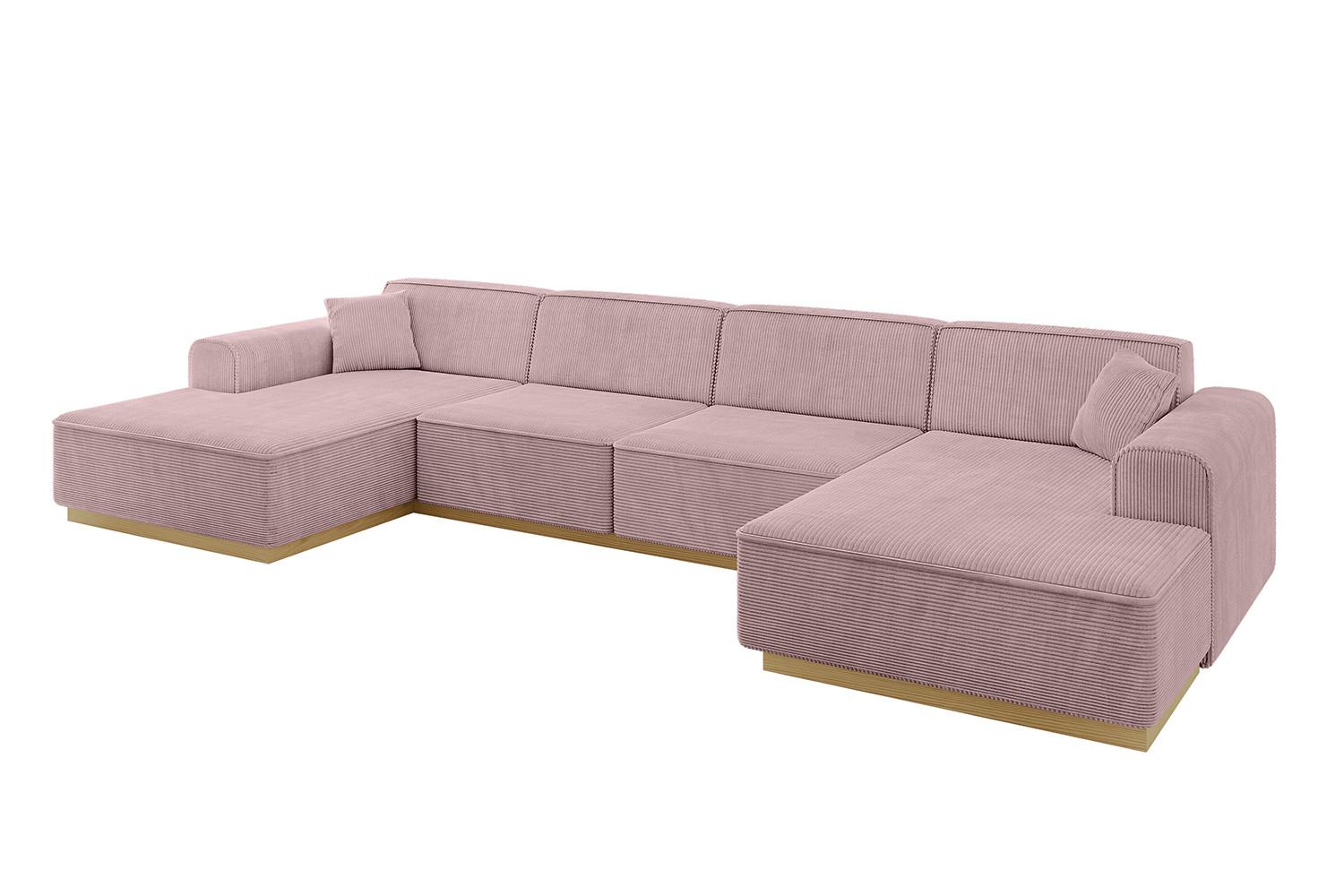 WOHNLANDSCHAFT IREA-U2-v2 - 386x165x80 cm Rosa - Rosa, Holzwerkstoff/Textil (386/80/165cm) - ALTDECOR