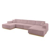 WOHNLANDSCHAFT IREA-U2-v2 - 386x165x80 cm Rosa - Rosa, Holzwerkstoff/Textil (386/80/165cm) - ALTDECOR