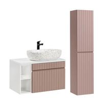 BADMÖBEL 80.4cm Zelie 2er-Set Rose - Rosa, Holzwerkstoff (80.4/48/46cm) - Petits-meubles