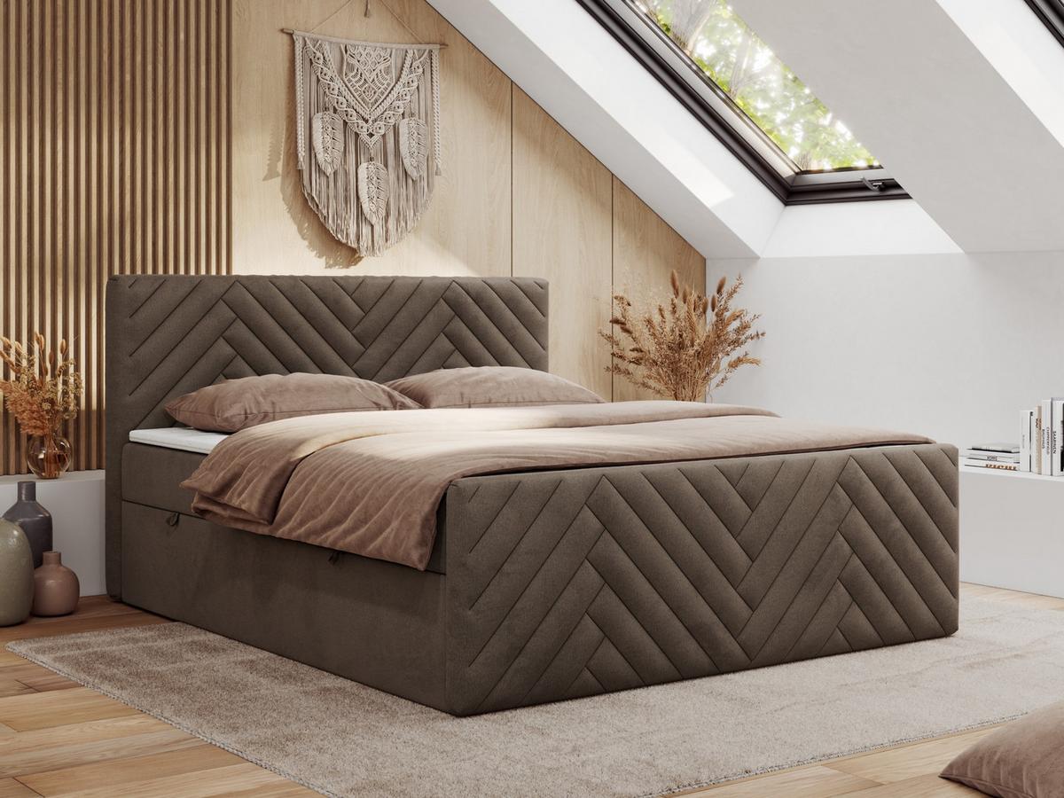 BOXBETT PARIS DUO 120/200 - Braun Velvet - H3 - Braun, Holz/Textil (120/200cm) - MKS