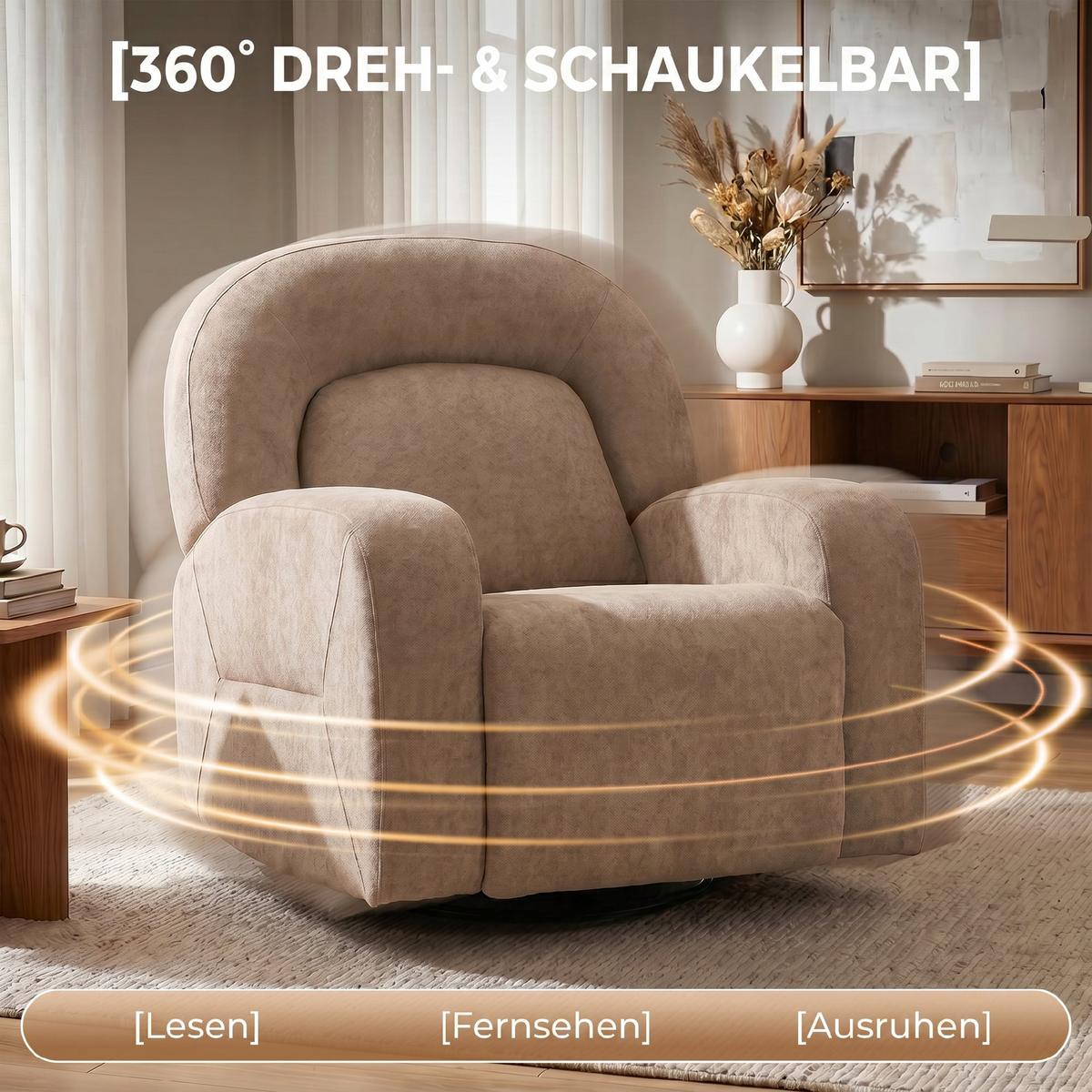 RELAXSESSEL Wolkenweicher Samtstoff Khaki - Schwarz/Braun, Holzwerkstoff/Textil (75/100/93cm) - HOMCOM