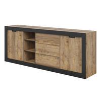 SIDEBOARD DAVOR 220x45x85 cm mit 3 Schubladen und 2 Türen Eichefarben - Braun, Holzwerkstoff (220/85/45cm) - MASSENO