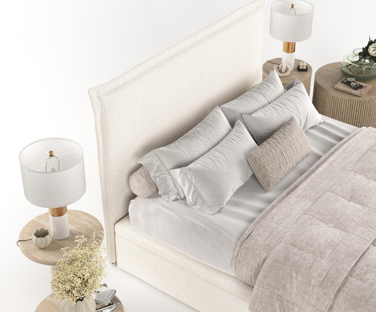 POLSTERBETT Eliot mit Stauraum 200/200 cm Creme im Alta Stoff - Creme/Schwarz, Holz/Holzwerkstoff (200/200cm) - AltaBeds