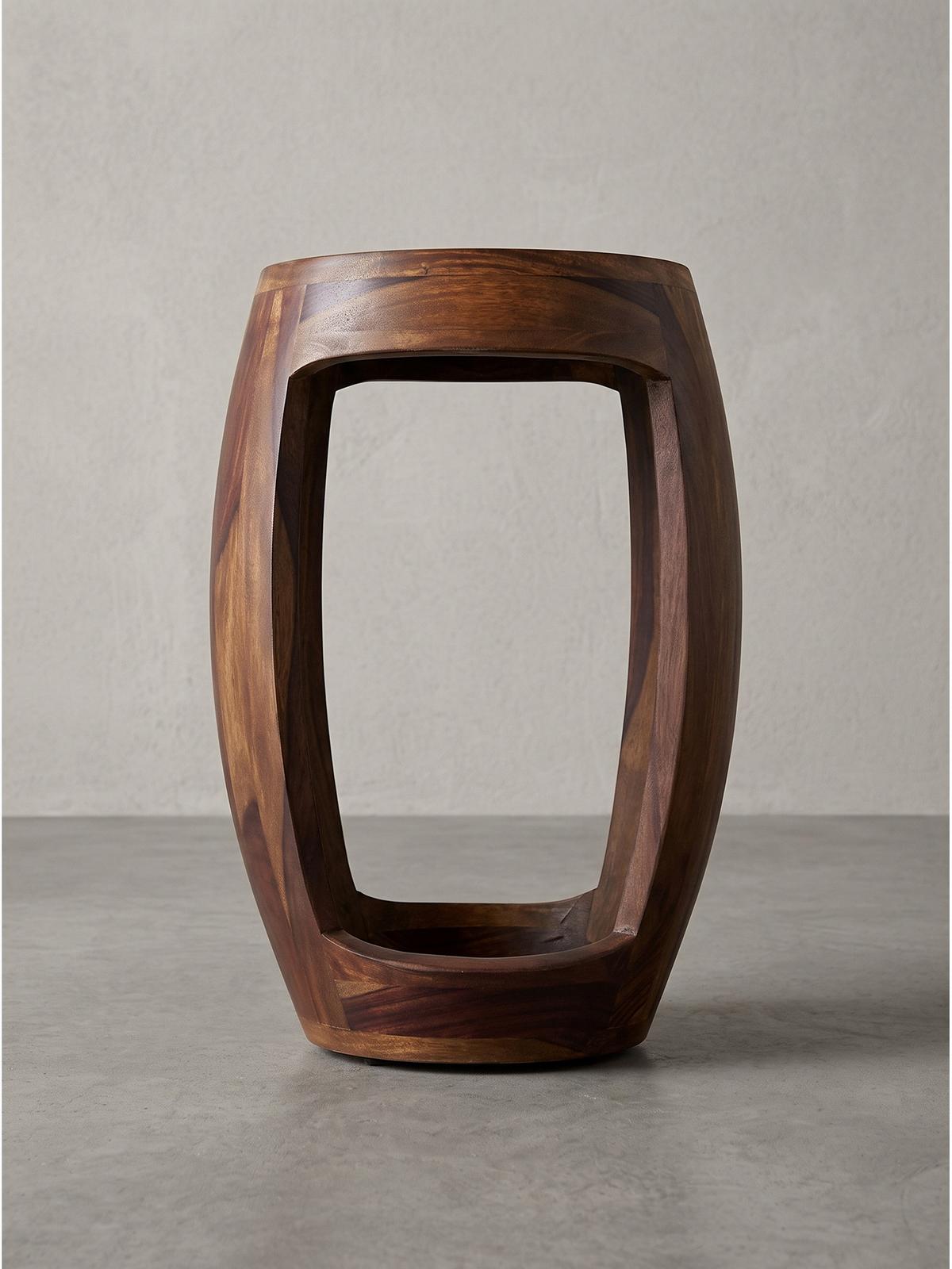 BEISTELLTISCH ANTEQUERA, Dunkles Massivholz, Ø 30 x 45 cm - Braun, Holz (30/30/45cm) - KADIMA DESIGN