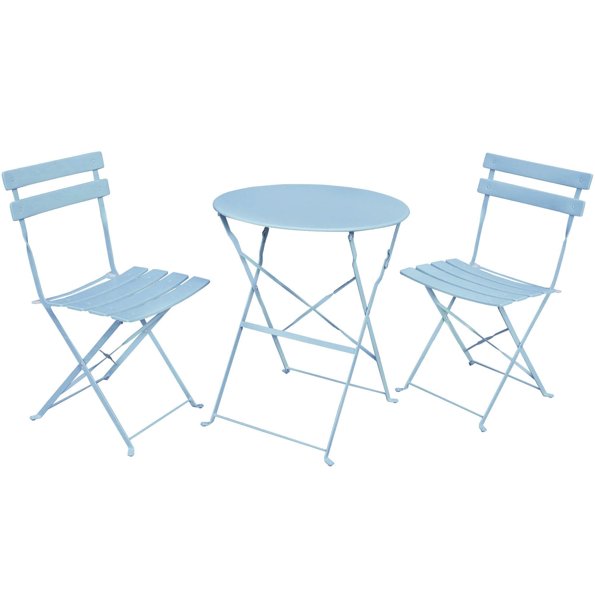 KLAPPTISCH mit Klappstühlen, Set Blau 42/81/42 - Blau, Metall - RAUMHIRSCH FURNITURE