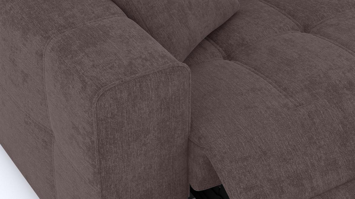 SOFA QUARTZ 3-Sitzer mit 2 Relaxfunktionen, dunkelbraun - Dunkelbraun/Silberfarben, Holzwerkstoff/Textil (204/80/102cm) - Wozimo