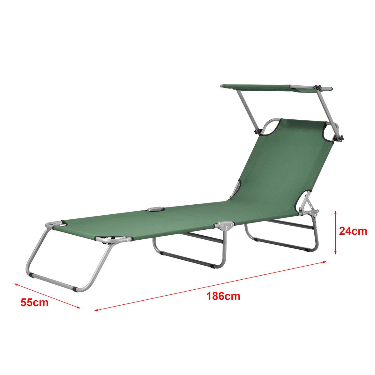 SONNENLIEGE Argozelo - Dunkelgrün, Textil/Metall (186/24/55cm) - casa.pro