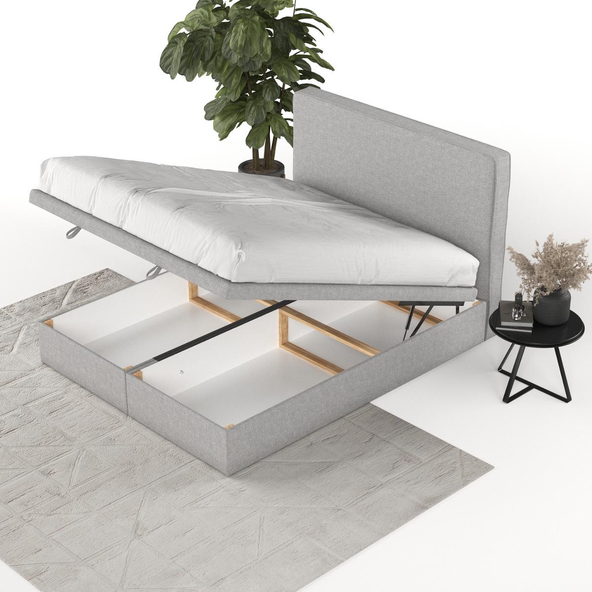 POLSTERBETT Hush mit Stauraum 120/200 cm Grau im Megan Stoff - Schwarz/Grau, Holz/Holzwerkstoff (120/200cm) - AltaBeds