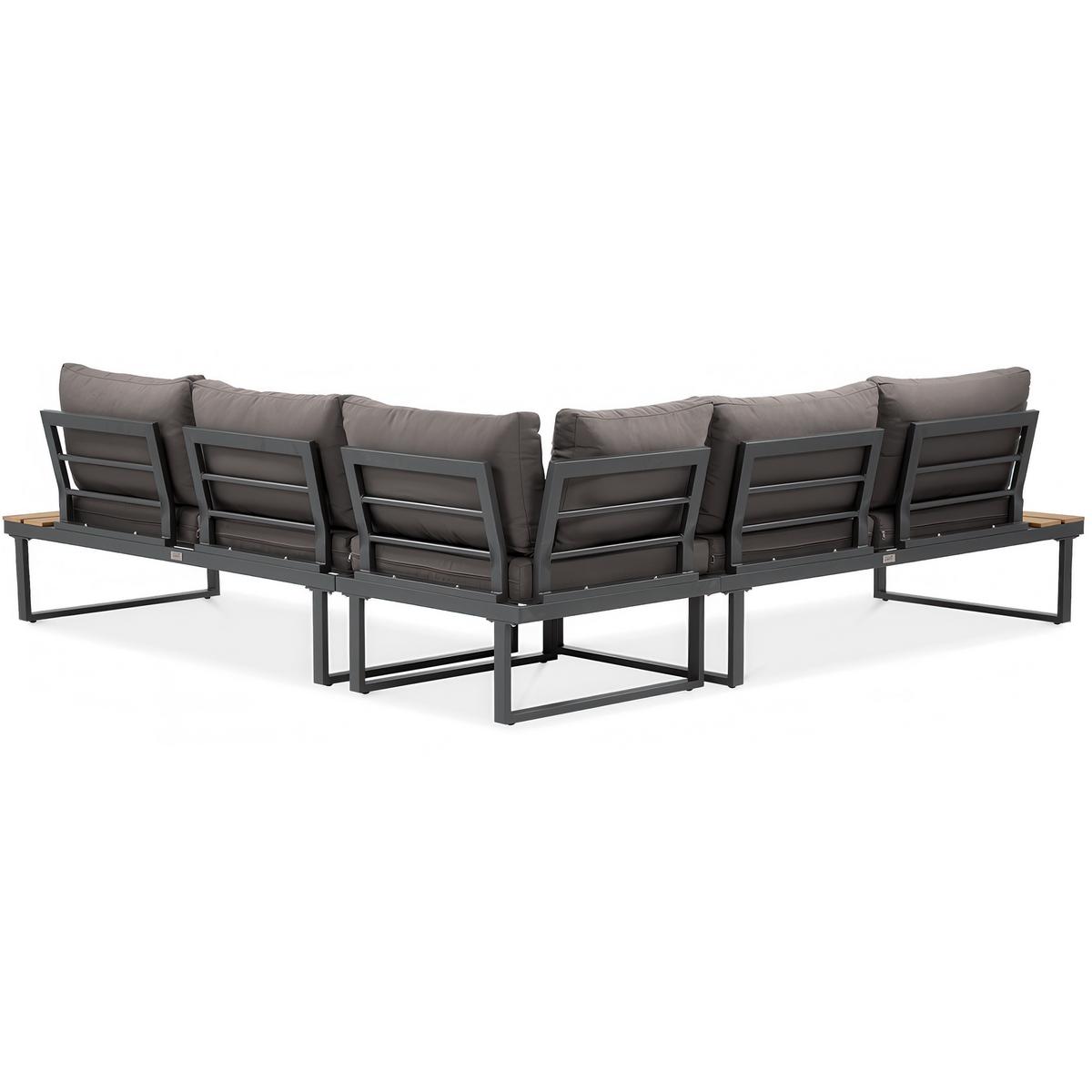 GARTENSET Madison mit Ecksofa und Kaffeetisch, Modulares Set, Metallbeine, Dunkelgrau - Dunkelgrau, Metall - Beautysofa