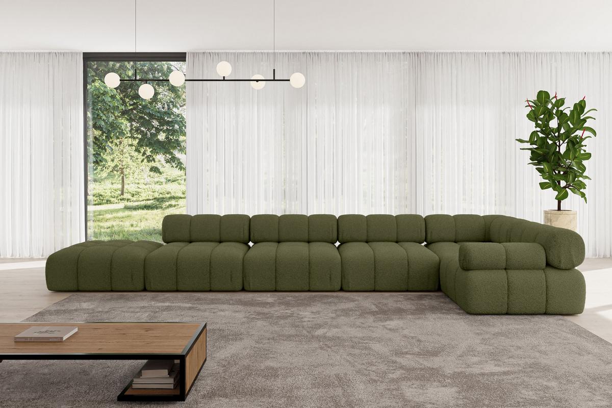 ECKSOFA modulares Sofa Felto-L3 - 475x190x70 cm Grün Bouclé - Grün, Holzwerkstoff/Textil (475/190cm) - ALTDECOR