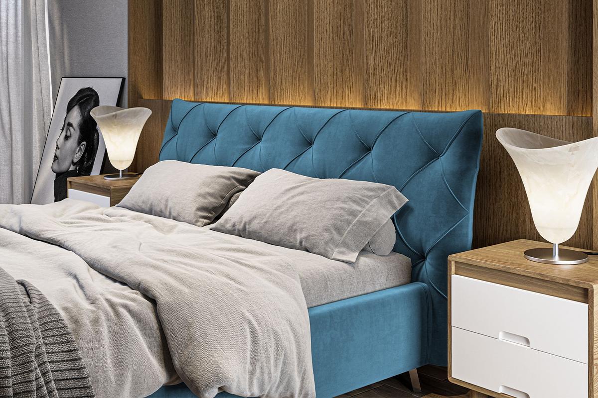 POLSTERBETT ANNY Petrol Velvet - Petrol, Textil (180/200cm) - KAWOLA
