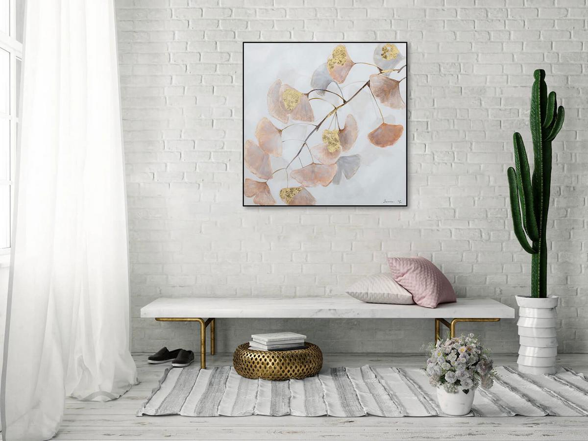 ACRYLBILD HANDGEMALT 80/80 cm - Beige/Braun, Holz/Textil (80/80cm) - KUNSTLOFT