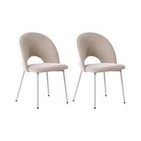 ESSZIMMERSTUHL 2er Set Chenillegewebe Beige Covelo - Beige, Textil/Metall (46/83/53cm) - Beliani