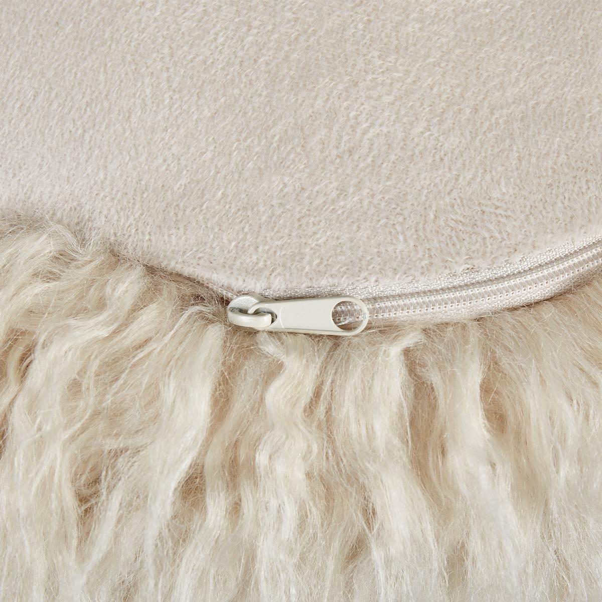 POUF Webpelz Hellbeige Tukki - Beige, Metall (70/45/70cm) - Beliani