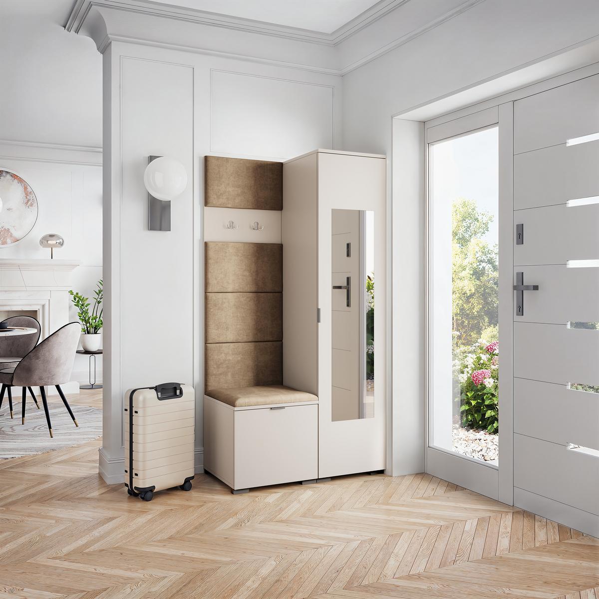 GARDEROBENSCHRANK VIRA 95/181/51 cm Modern Garderobe-Set Kaschmir - Kaschmir/Mokka, Holzwerkstoff (95/181/51cm) - MASSENO