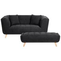2-SITZER-SOFA Stoff Schwarz Habo - Hellbraun, Textil (176/78/72cm) - Beliani