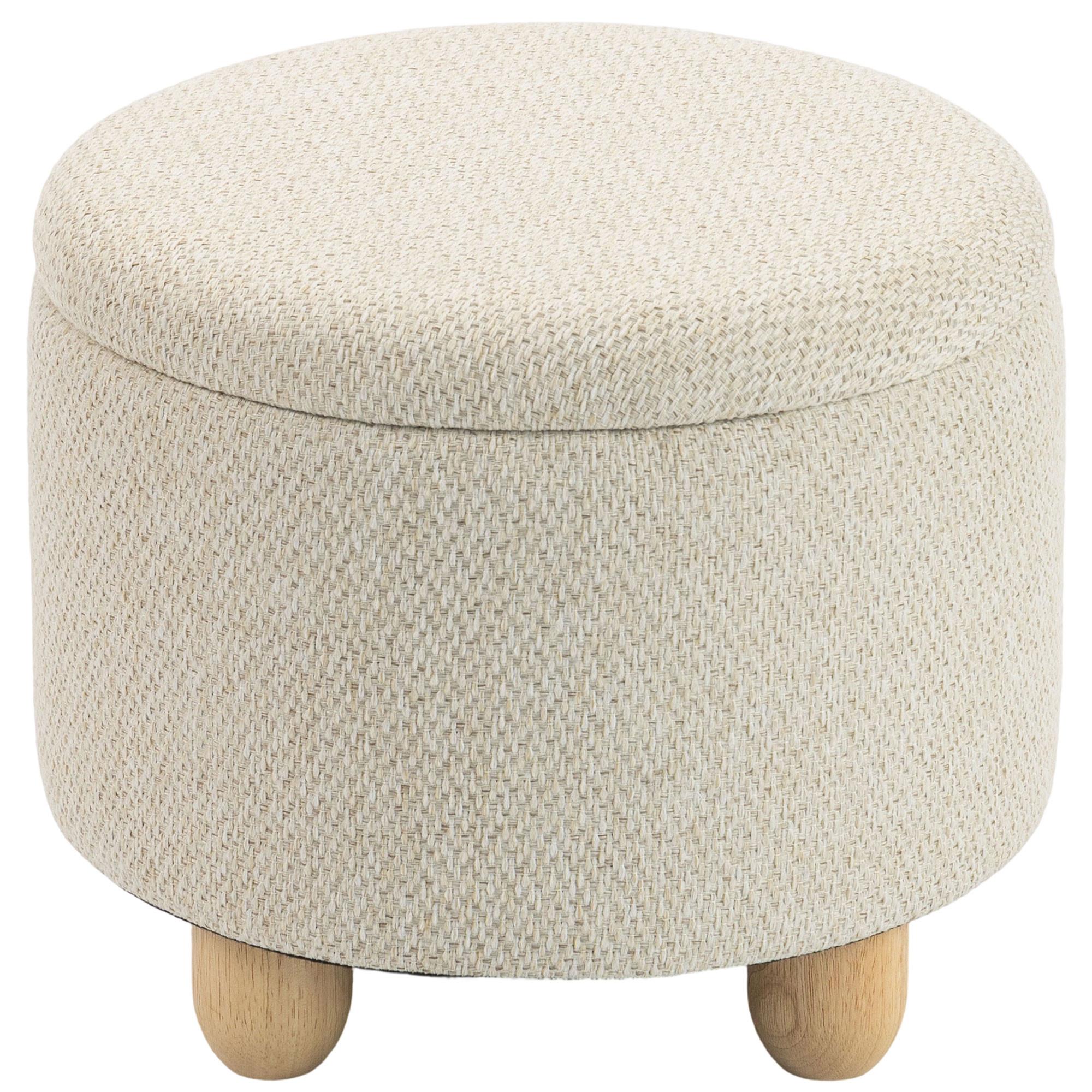 HOCKER-MIT-STAURAUM Polyester Beige - Beige, Holz/Textil (38.5/33.5/38.5cm) - HOMCOM