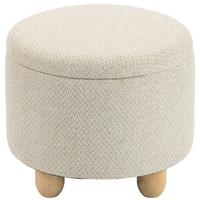 HOCKER-MIT-STAURAUM Polyester Beige - Beige, Holz/Textil (38.5/33.5/38.5cm) - HOMCOM
