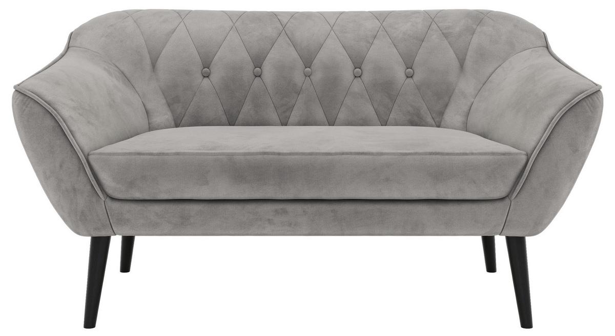 2-SITZER-SOFA PIRS - Hellgrau Velvet - Schwarze Beine - Hellgrau/Schwarz, Holzwerkstoff/Textil (140/75/74cm) - MKS