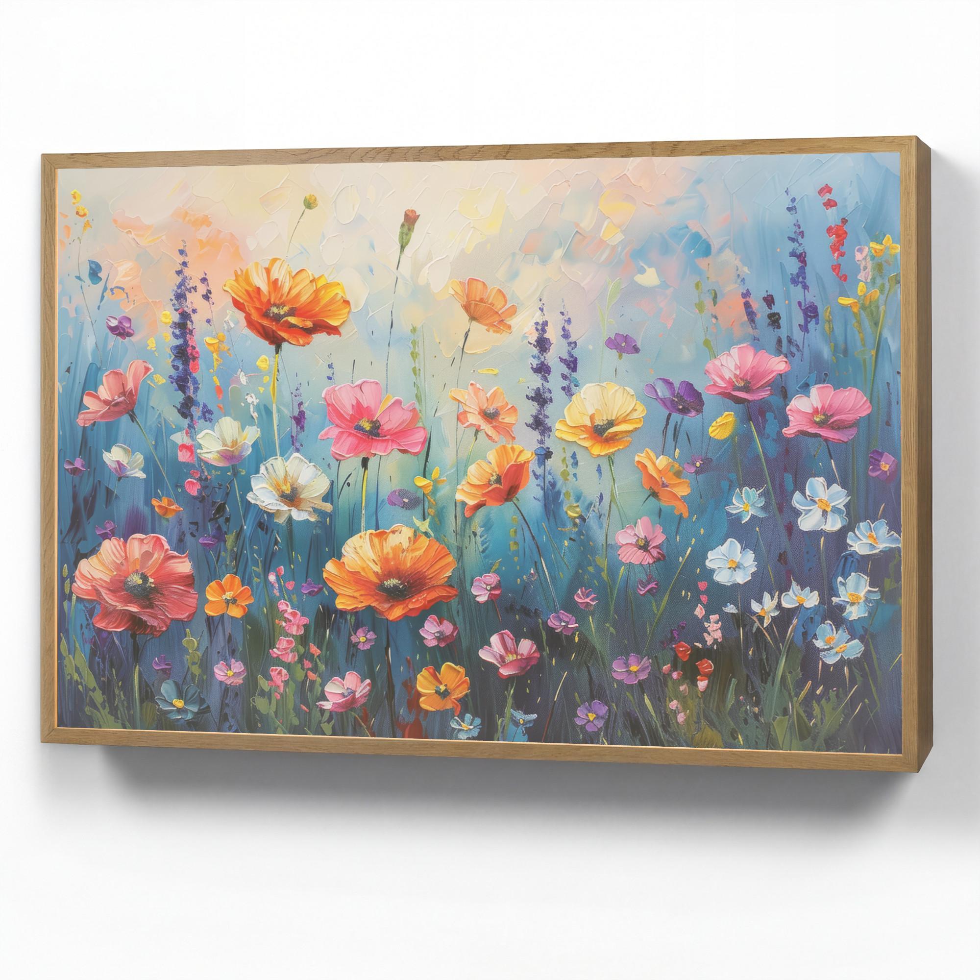 WANDLEUCHTE MIT AKKU Blumen - Natur - Aquarell - Kunst 90x60 cm - Multicolor, Holzwerkstoff (90/60/8cm) - OnlyWow