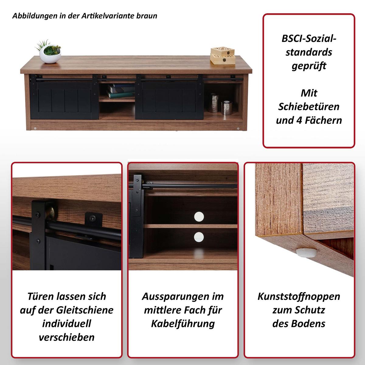 TV-RACK Braun - Braun, Holz (150/43/40cm) - MCW