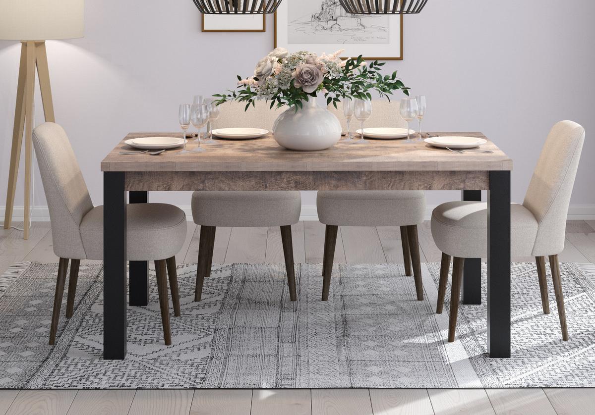 ESSTISCH Eiche Tabak, schwarz, Küchentisch 160 x 90 cm - Eichefarben/Schwarz, Holzwerkstoff (90/160/77cm) - Top.Furn