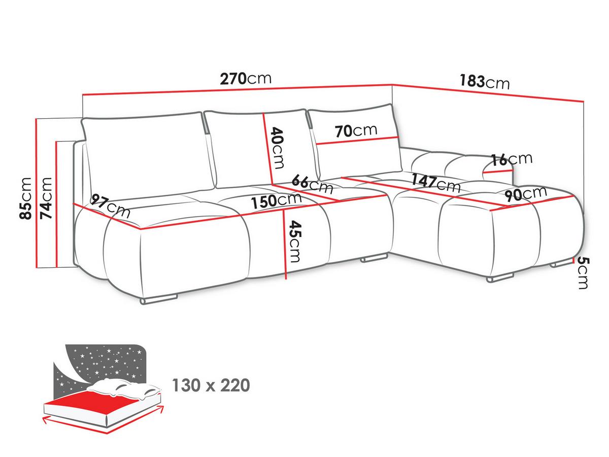 ECKSOFA Bestii, Seite: Links - Greige/Schwarz, Holz/Kunststoff (270/183cm) - MIRJAN24