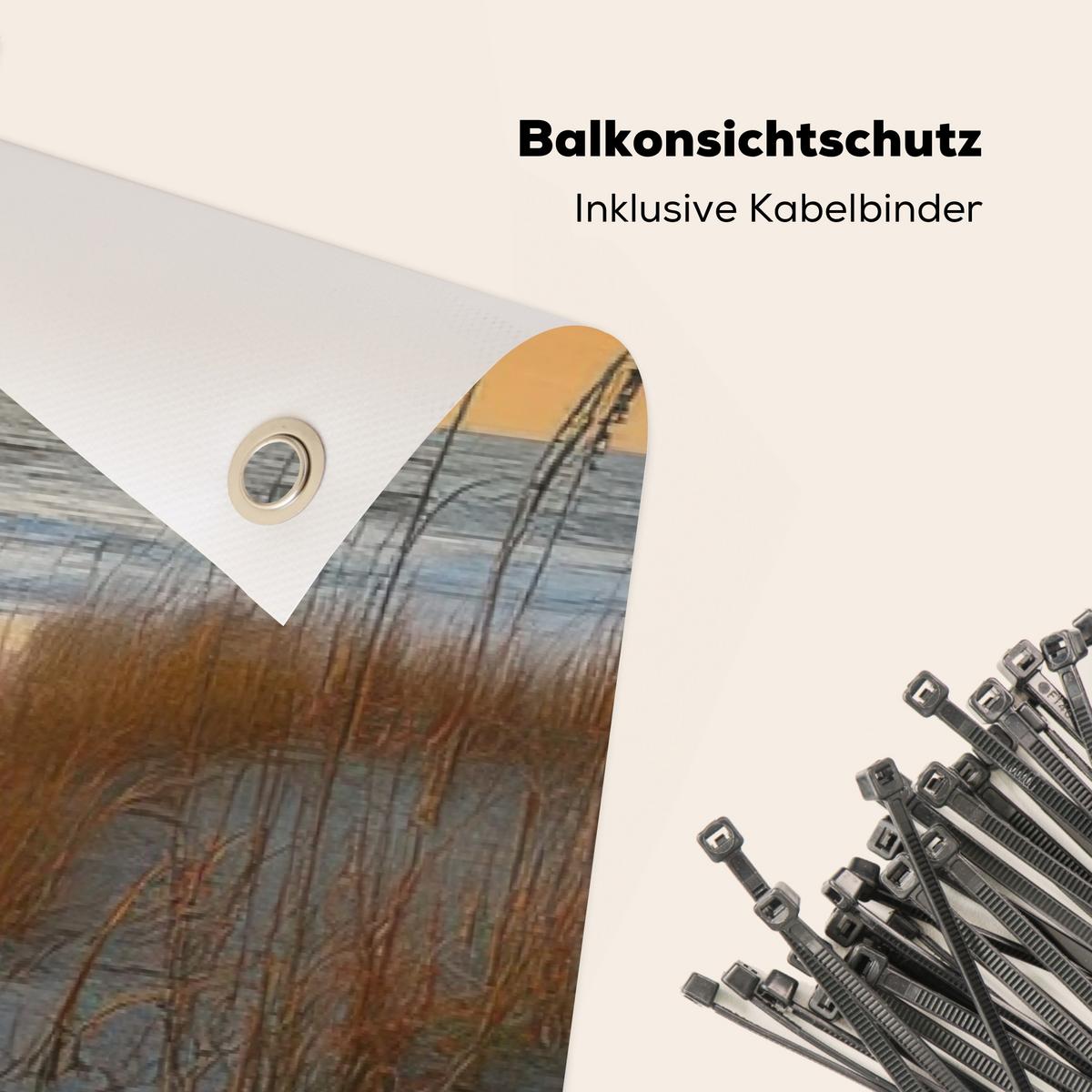 BALKON-SICHTSCHUTZ Strand - Dünen - Sonnenuntergang Windschutz 300x90 cm - Sandfarben, Kunststoff (300/90cm) - MuchoWow