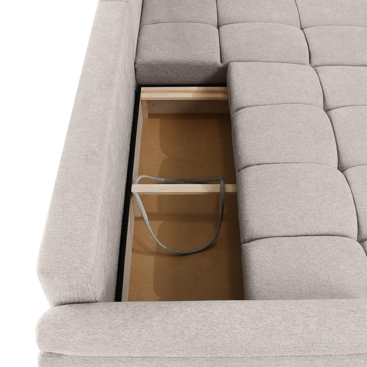 ECKSOFA Massimo, universelle Eckschlafsofa 280 cm mit Schlaffunktion und Bettkasten, Beige - Beige, Textil (283/204cm) - Beautysofa