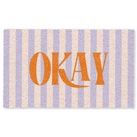 FUSSMATTE Lila – Orange – Streifen – Okay 150x90 cm - Flieder, Kunststoff (150/0.4cm) - MuchoWow
